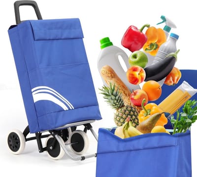 Inklapbare Boodschappentrolley 40 Liter met 4 Wielen en Waterafstotende Tas
