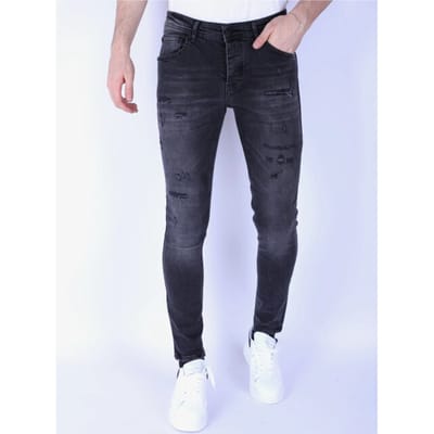 Ripped Jeans voor Mannen Slim Fit met Stretch - 1104 - Zwart