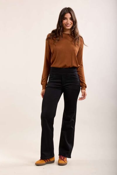 Toxik3 - Broek hoge taille jog denim zwart straight extra comfy