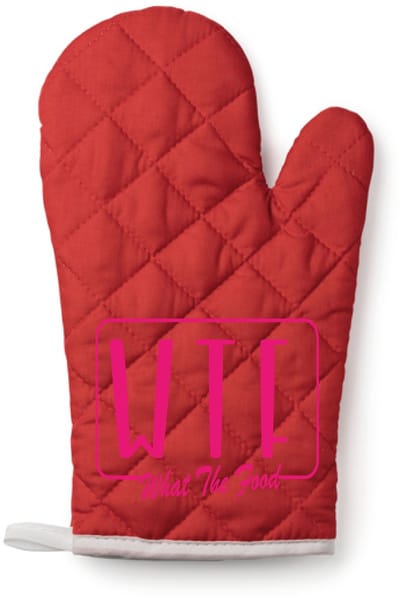 EIZOOK Functionele Ovenwant- Rood met Roze Opdruk WTF What The Food