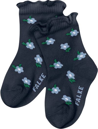 FALKE Little Ditsy Flowers gedessineerd katoen sokken baby blauw - maat 62-68