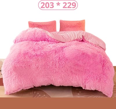 Bovista Teddy Dekbedovertrek - Fleece Dekbedovertrek - Fluffy Dekbedovertrek - Pluche - Dekbed - Deken - Inclusief Kussenslopen - Roze 203x229cm