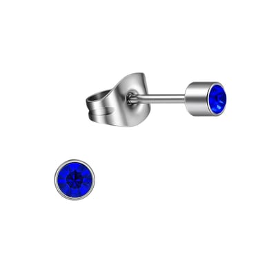 Aramat Jewels | Oorbellen | Mini kristal oorstekers blauw – 3mm zilverkleur | | | |3mm | Staal | Kinderen, Volwassenen | Verkleurd niet