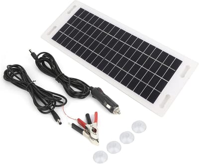 Zonnebatterijlader - Druppellader Accu - Accu Onderhoud - Monokristallijn Paneel - 5 Watt - Zwart
