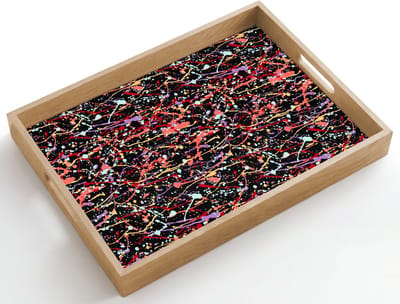 Dienblad hout 50x35 cm - Schootdienblad - Spat - Abstract - Waterverf - Zacht - Borrelplank rechthoek - Plateau dienbladen