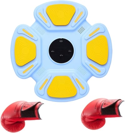 Muzikale Boksmachine - Wandmontage Schijf - Thuis Fitness - Ritme Licht Feedback - 32 x 32 cm - Blauw