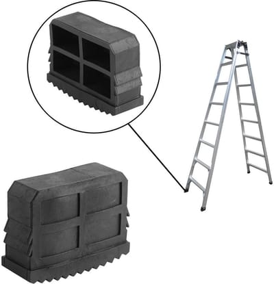 Dailygoods- Antislip Voeten - Rubber - 2 Stuks - Diepe Ribben - Voor Huishoudtrap - Veilig en Duurzaam - Afmetingen 6 x 4,5 x 2,2 cm - Trapvoetjes