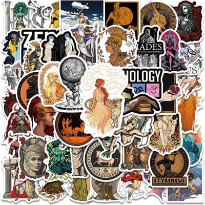 50 stuks Griekse Mythologie Esthetiek Vintage Stickers Voor Kinder Notitieboek Fles Motorfiets Laptop Koelkast Decal Speelgoed Sticker