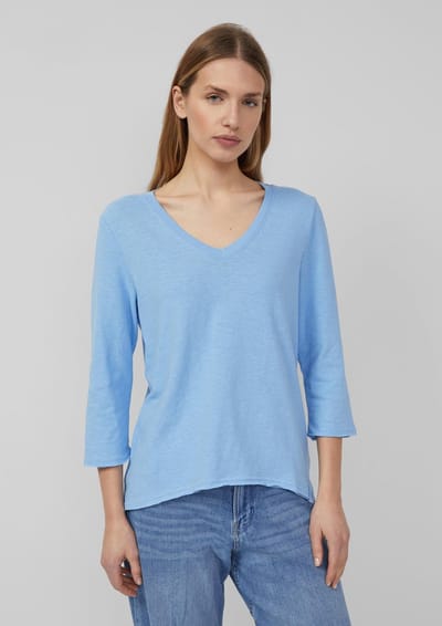 s.Oliver - female - Jersey T-shirt met vlamgarenstructuur en afgeronde zoom