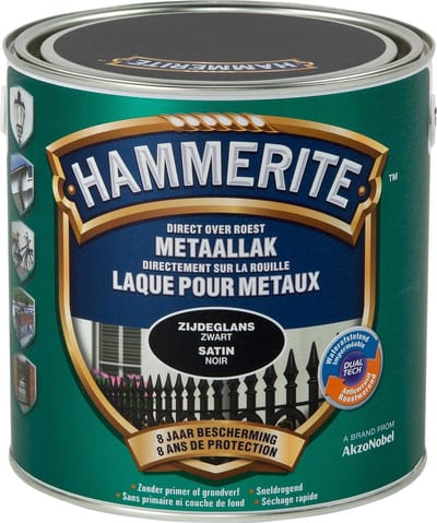 Hammerite Metaallak Zijdeglans - Zwart - 2,5 l - 10 m²/l - Afwerkingslaag