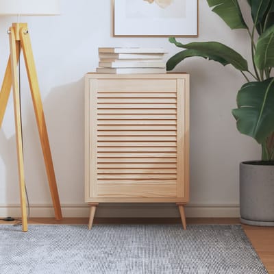 vidaXL - Kastdeur - met - lamellen - 61,5x49,4 - cm - massief - grenenhout