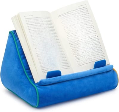 Leeskussen voor boeken en e-readers - Leeskussen voor bed en bank met opbergvak - Bookseat Boekkussen Wasbaar - Blauw