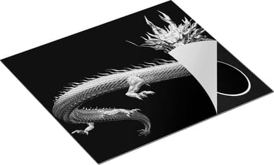 Chefcare Inductie Beschermer Gouden Draak - Zwart Wit - 60x50 cm - Afdekplaat Inductie - Kookplaat Beschermer - Inductie Mat