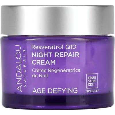 Andalou Naturals, Night Repair Cream, Resveratrol Q10, Ageless, 1.7 fl oz (50 ml) gray