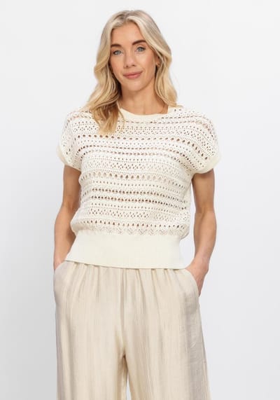 Notre-V Nv-heida Truien & vesten Dames - Sweater - Hoodie - Vest- Creme - Maat L