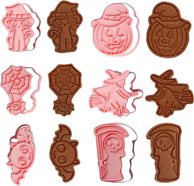 Set van 6 Halloween Uitsteekvormen voor Fondant, Herbruikbare Bakvormen voor Kinderen en Creatieve Bakprojecten