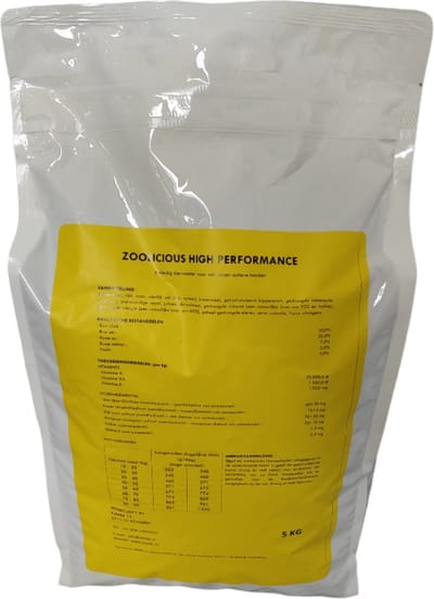 Zoolicious High Performance hondenbrokken 5kg - volledig diervoeder voor volwassen actieve honden