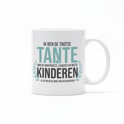 Grappige Trots Tante Mok 330 ml – “Ik Ben De Trotse Tante Van De Grappigste, Leukste En Beste Kinderen” – Keramische Koffie- en Theemok Cadeau