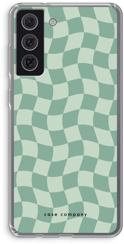 Case Company® - Hoesje geschikt voor Samsung Galaxy S21 FE hoesje - Grid Groen - Soft Cover Telefoonhoesje - Bescherming aan alle Kanten en Schermrand