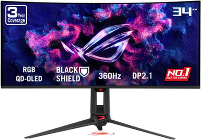 ASUS ROG Swift OLED PG34WCDN - UWQHD Curved QD-OLED Gaming Monitor - USB C 90W - 360hz - 0.03ms - 34 inch