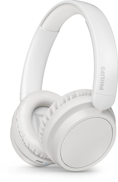 PHILIPS TAH5209WT lichtgewicht On Ear draadloze Bluetooth Headphones met Passive Noise Isolation - 65 uur afspeeltijd, natuurlijk geluid, heldere gesprekken, dynamische bass, 2 uur USB-laden - Wit
