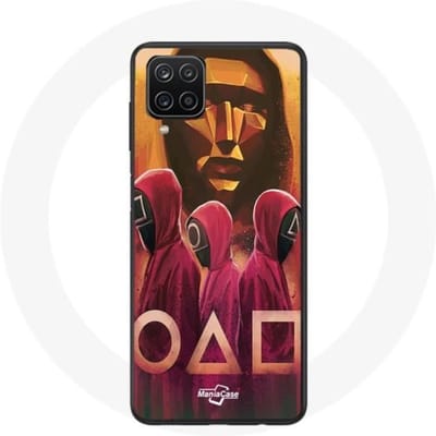 Coque Samsung Galaxy A12 Squid Game Masques Triangle carré et Cercle dessin