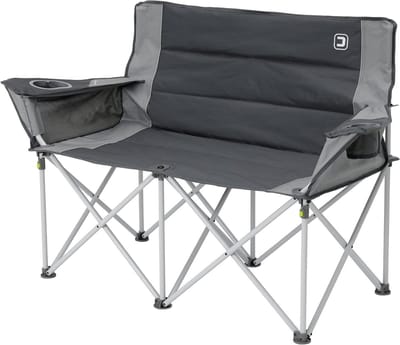 Dubbele Campingstoel - Opvouwbare Stoel - Buiten Ontspannen - Extra Brede Zitting - 43 Inch Breed - Donkergrijs