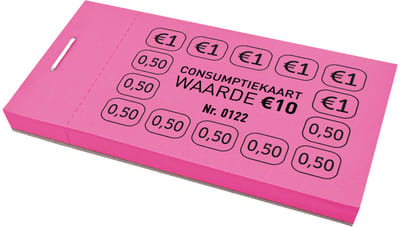 CombiCraft Consumptiekaarten €10 roze - per 5 boekjes met 50 kaarten