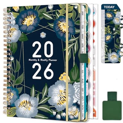 Weekkalender 2026 A5 Planner met Spiraalbinding, Schoolagenda met Penlus, Bladwijzer en Planstickers