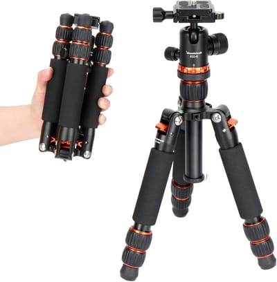 Mini camera statief 63,5 cm - Draagbaar aluminium reisstatief met 360° balhoofd voor DSLR en videocamera