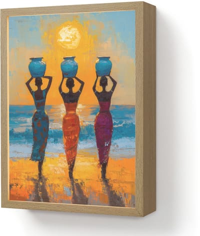 Wandlamp 30x40 cm - Oplaadbaar - Vrouwen - Strand - Zondsondergang - Wandlampen binnen woonkamer - Slaapkamer lamp - Decoratieve nachtlamp - Vloerlamp draadloos
