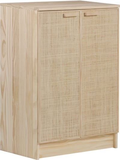 Astigarraga Wandkast Aura - Opbergkast met 2 deuren - 65x36x96cm - 100% massief grenen - Raffia fronten