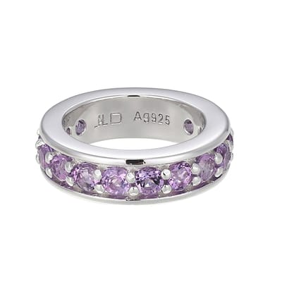 Cavill - 925 Sterling Zilveren Hanger - 18 Lavendel Amethisten 0,26 ct - Rond Slijpsel Kanaalzetting - Elegant & Tijdloos - Monosono Collection