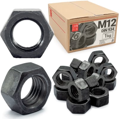 LUN FIX - Zeskantmoer M12 - 1 Kg (ca. 65 Stk.) - Sterkte 6 - Regelgewinde DIN 934 - moeren voor schroeven