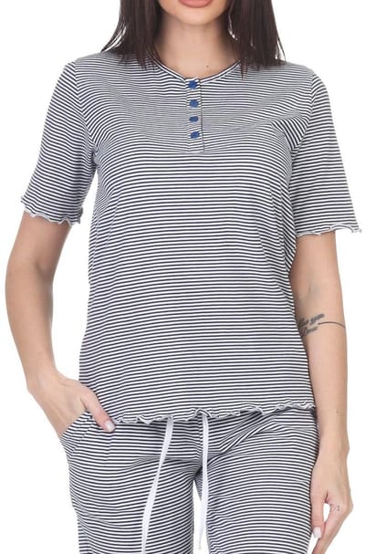 Damespyjamashirt met korte mouwen mix & match