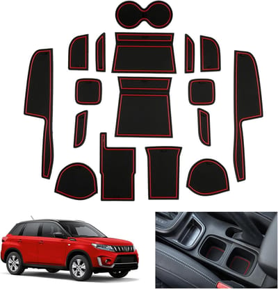 Anti-slip Rubber Matten voor Suzuki Vitara LY iV-4 Hybrid 2016-2024, Inclusief Center Console en Deur Seam Matten, Perfecte Accessoires voor Bescherming en Comfort
