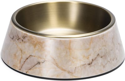 Designed by Lotte Meis Voerbak Hond - Drinkbak/Eetbak Hond - Hondenvoervak - Melamine/RVS - Beige - 350 ml