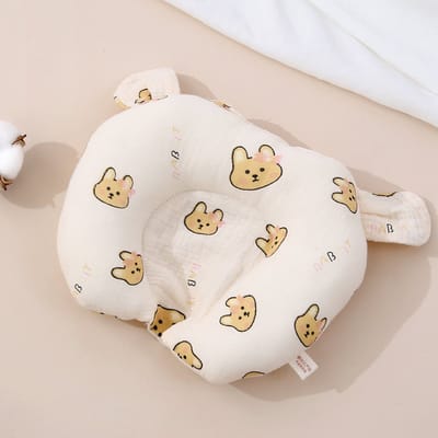 U-vormig babykussen van puur katoen, vormgevend kussen voor baby's, absorberend en machinewasbaar, met een concave vorm voor gelijkmatige drukverdeling, geschikt voor kinderen van 1-3 jaar, wit patroon 5