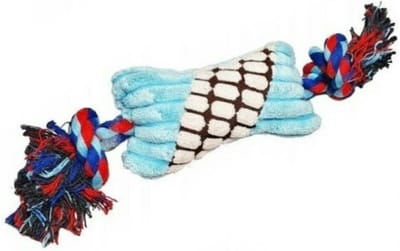 Nobleza Hondenspeelgoed - Flostouw Hond met Pluche Speeltje - Speeltouw en Trektouw - Kauwspeelgoed - 25 cm - Blauw