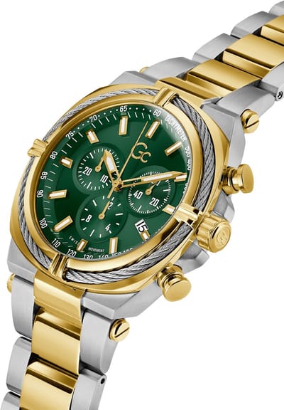 Gc Gc Ironclass Quartz Chronograaf Horloge Zilver En Geel Goud Case: 100% Stainless Steel | Armband: 100% Stainless Steel 43 mm Z32005G9