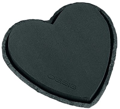 Steekschuim hart zwart 17cm 2 stuks trouwdecoratie
