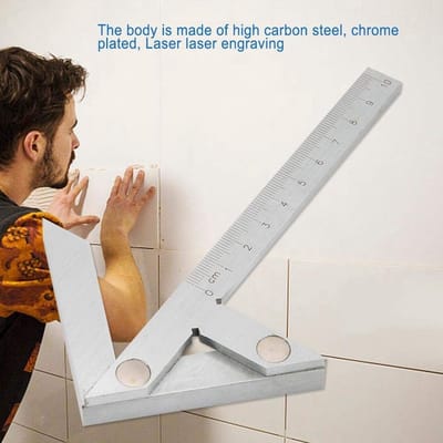 Dailygoods- Center Finder 100 x 70 mm - Precisie Hoekmeter - Koolstofstaal - Nauwkeurigheid ± 1% - Hoekmeting - Verchroomd oppervlak