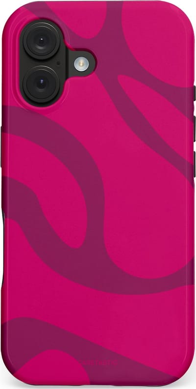 Casetastic hoesje geschikt voor Apple iPhone 16 - MagSafe - Dubbellaagse bescherming - Violet Paarse Golven - Fashion Case - Roze