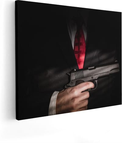 Artaza Canvas Schilderij Gangster - 50x40 cm - Muurdecoratie Maffia - Wanddecoratie Pistool - Kamer Accessoires