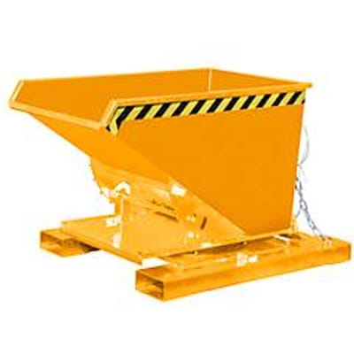 Kiepbak type 3S 300 voor stapelaar, draagvermogen 750 kg met 3-zijdige kiepfunctie, oranje RAL 2000