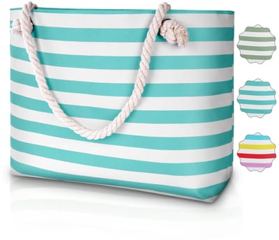 Dailygoods- Strandtas Grote Capaciteit - Multifunctionele Strandtas - Canvas Boodschappentas - Schoudertas - Vakantietas - Geschikt voor 3-4 Personen