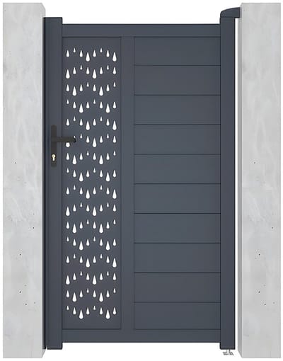 Vente-unique Draaipoort van aluminium met motieven - Halfopengewerkt - L103 x H180 cm - Antraciet - GREGOR
