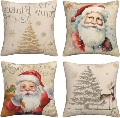 Kussenhoezen Kerst - Sierkussenslopen - Bank Decoratie - Onzichtbare Rits - 45 x 45 cm - Kerstman Thema