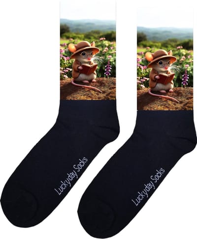 Muis - Opkikker - Grappige sokken - Valentijns cadeau - Verjaardag cadeau - Sint cadeau - Leuke sokken - Boek - Natuur - Vrolijke sokken - Cadeautje - Grappig cadeau - Kerst Sokken - Vaderdag - Moederdag - Socks maken Happy - 37-44