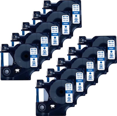 DULA Dymo D1 45014 - S0720540 - Compatible label tape - 10 lettertapes - Blauw op wit - 12mm x 7m